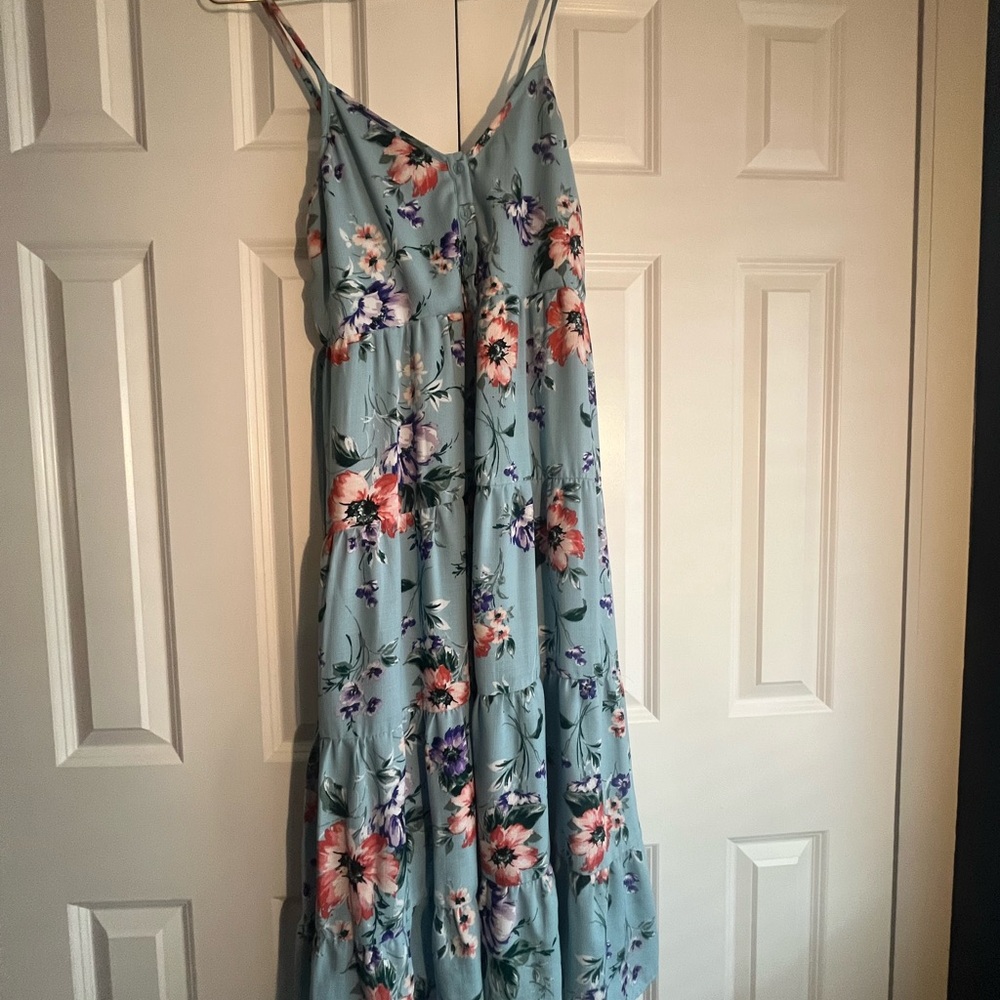 Xhilaration Floral Print Maxi Dress in Blue and Pink
